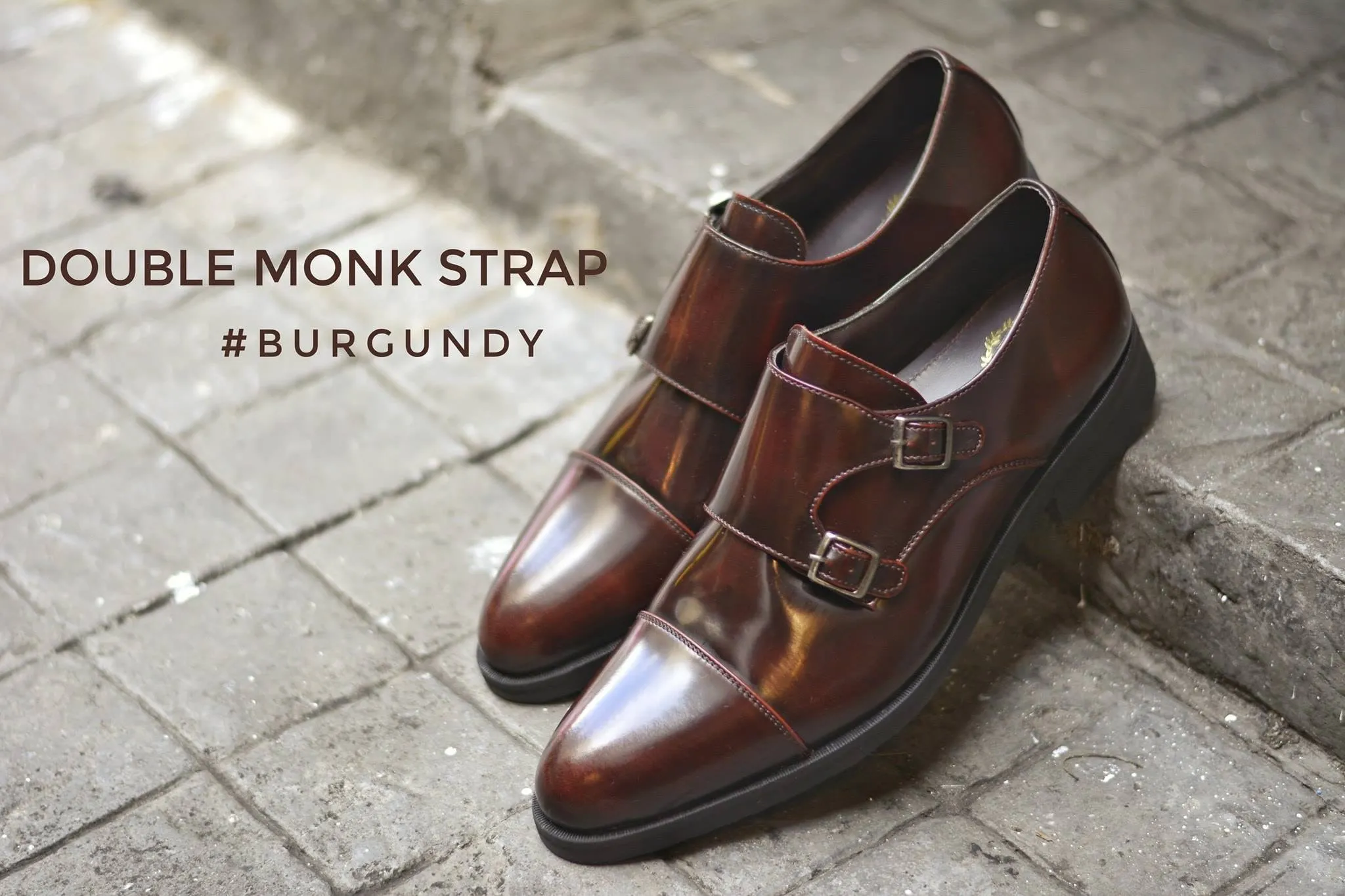 504 New Double Monk Strap Burgundy