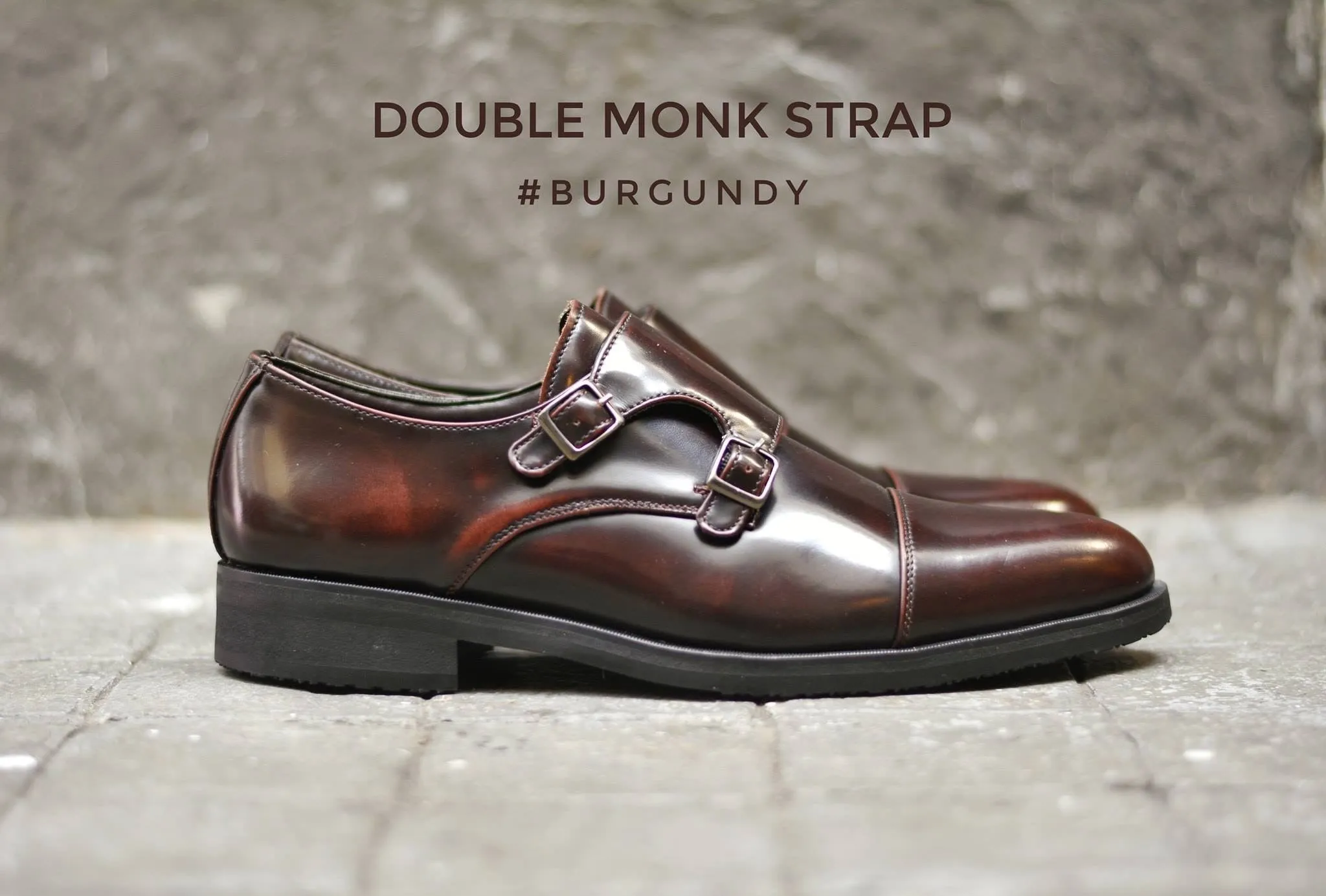 504 New Double Monk Strap Burgundy