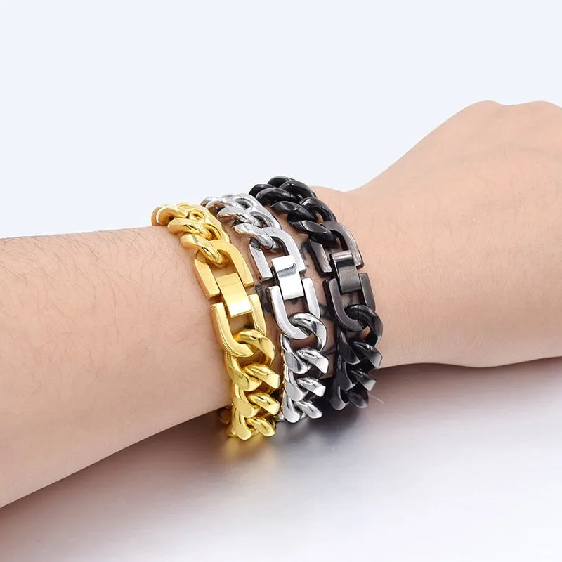 7mm 9mm and 10mm Wide Rock Trendy Stainless Bracelets Gift for Men