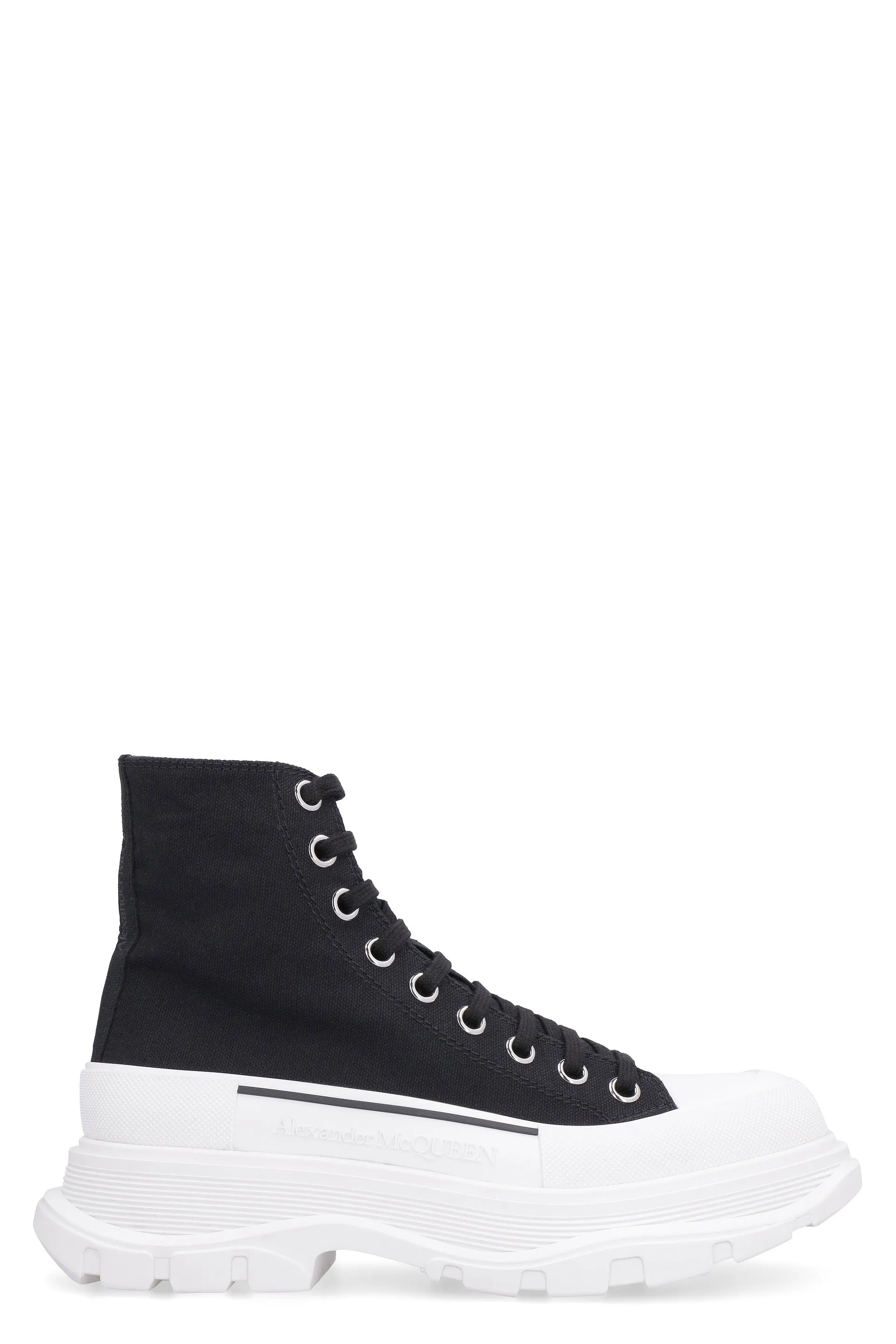 ALEXANDER MCQUEEN Men's Canvas Ankle Boots with Oversized Rubber Sole