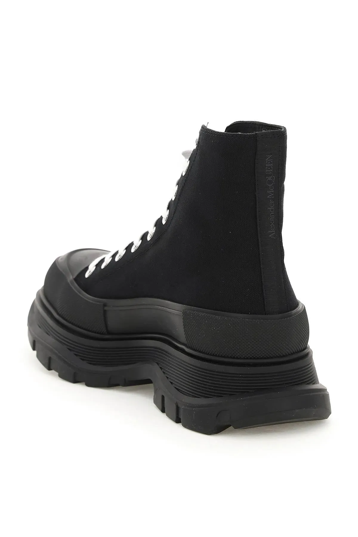 ALEXANDER MCQUEEN Men's Canvas Ankle Boots with Oversized Rubber Sole