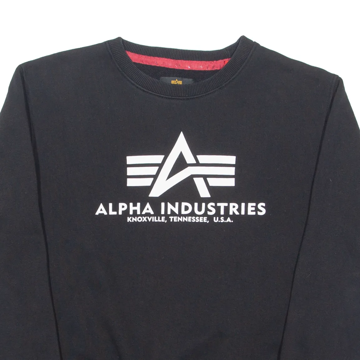 ALPHA INDUSTRIES Mens Sweatshirt Black Crew Neck S