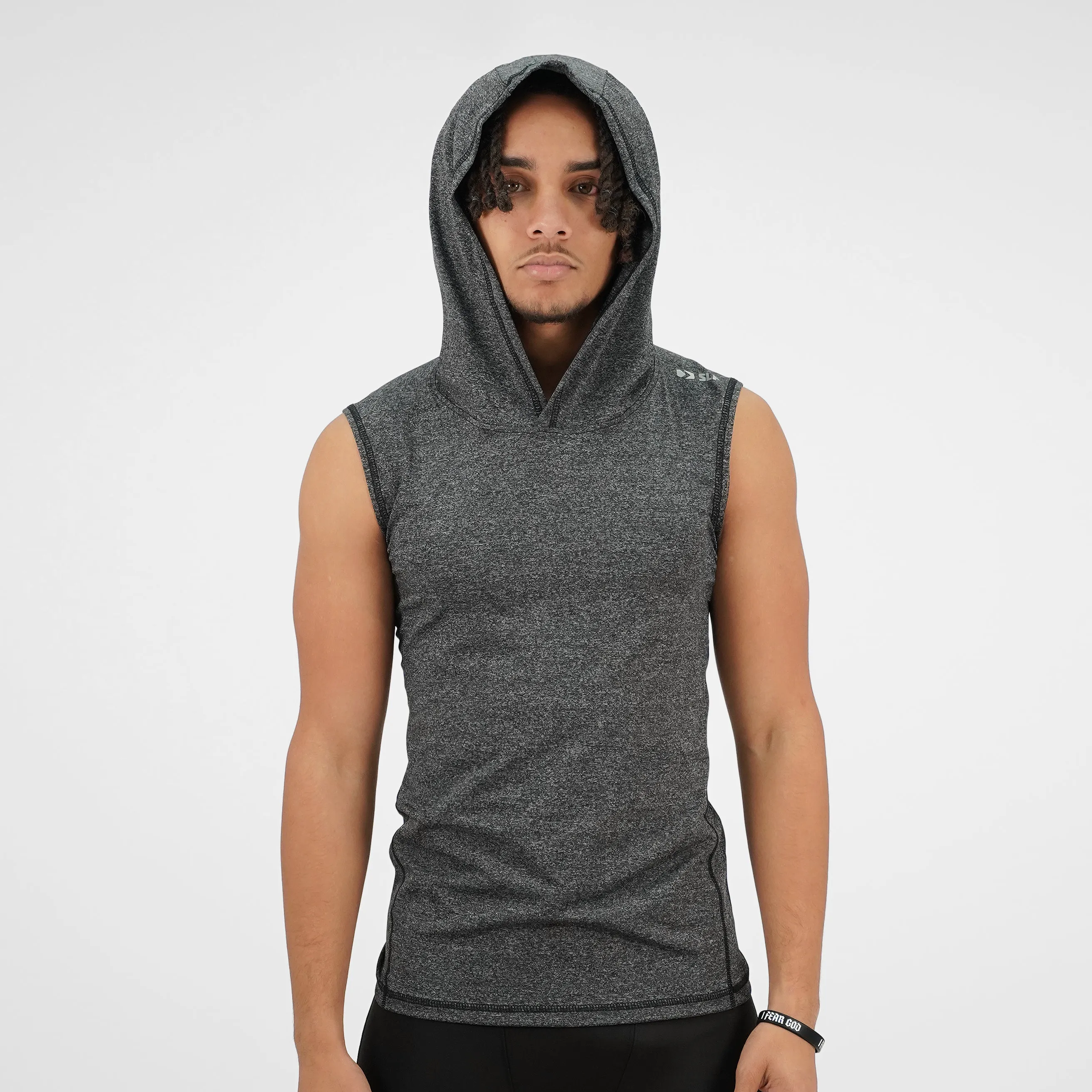 Ash Gray Sleeveless Compression Hoodie