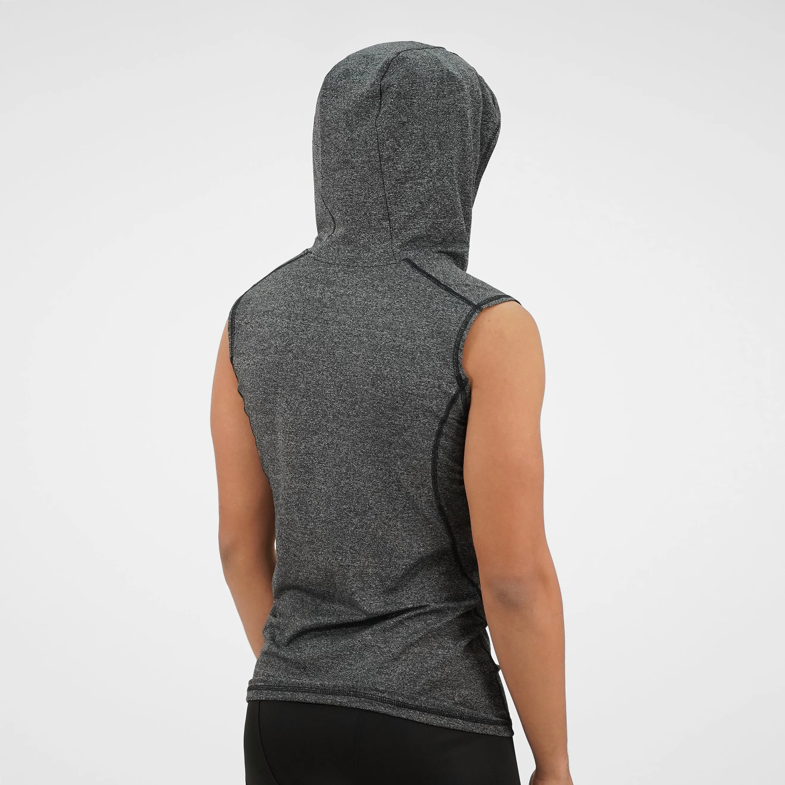 Ash Gray Sleeveless Compression Hoodie