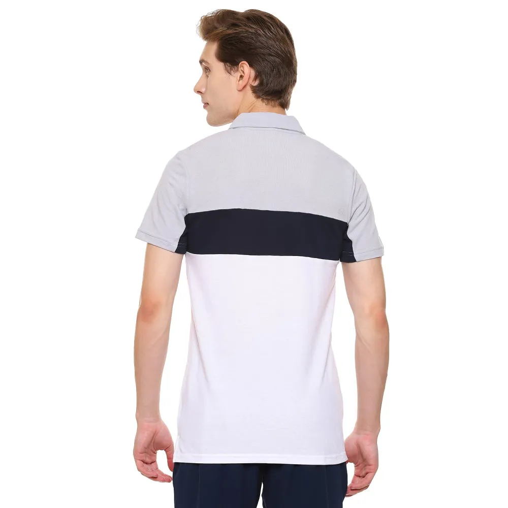 ASICS Men's Color Blocked Polo Top (Piedmont Grey/Brilliant White)