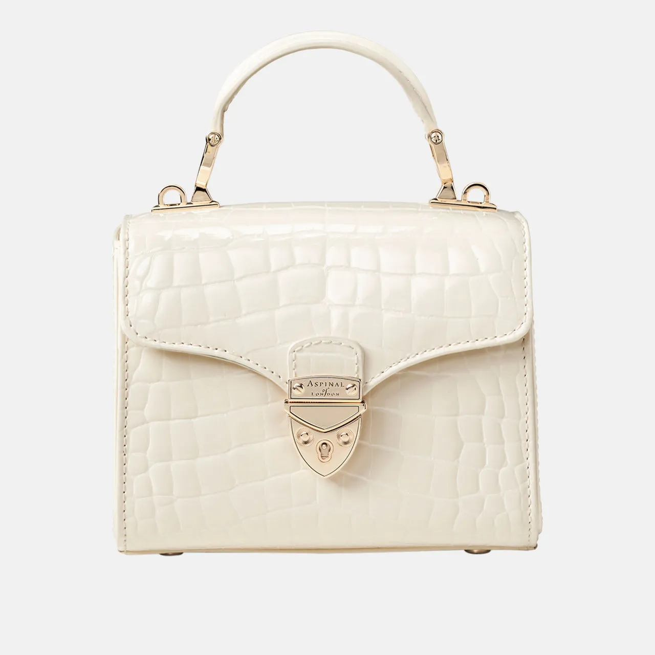 ASPINAL OF LONDON ONLINE EXCLUSIVE Mayfair® Patent-Croc Mini Crossbody Bag - Ivory