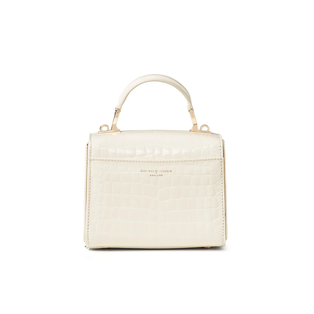 ASPINAL OF LONDON ONLINE EXCLUSIVE Mayfair® Patent-Croc Mini Crossbody Bag - Ivory