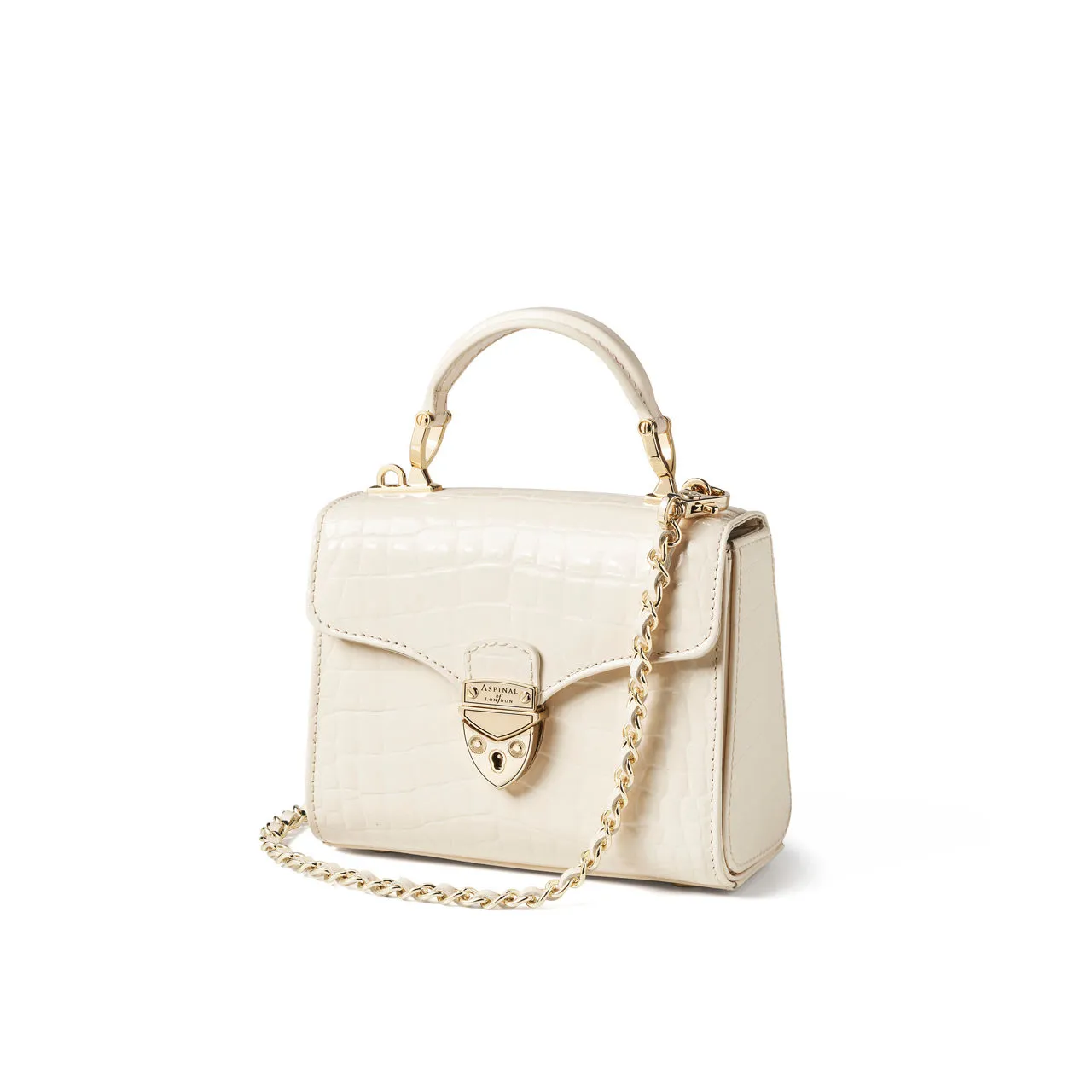 ASPINAL OF LONDON ONLINE EXCLUSIVE Mayfair® Patent-Croc Mini Crossbody Bag - Ivory