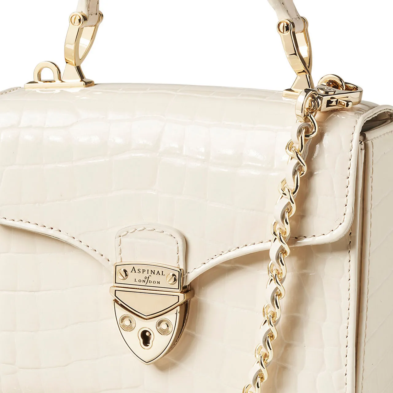 ASPINAL OF LONDON ONLINE EXCLUSIVE Mayfair® Patent-Croc Mini Crossbody Bag - Ivory