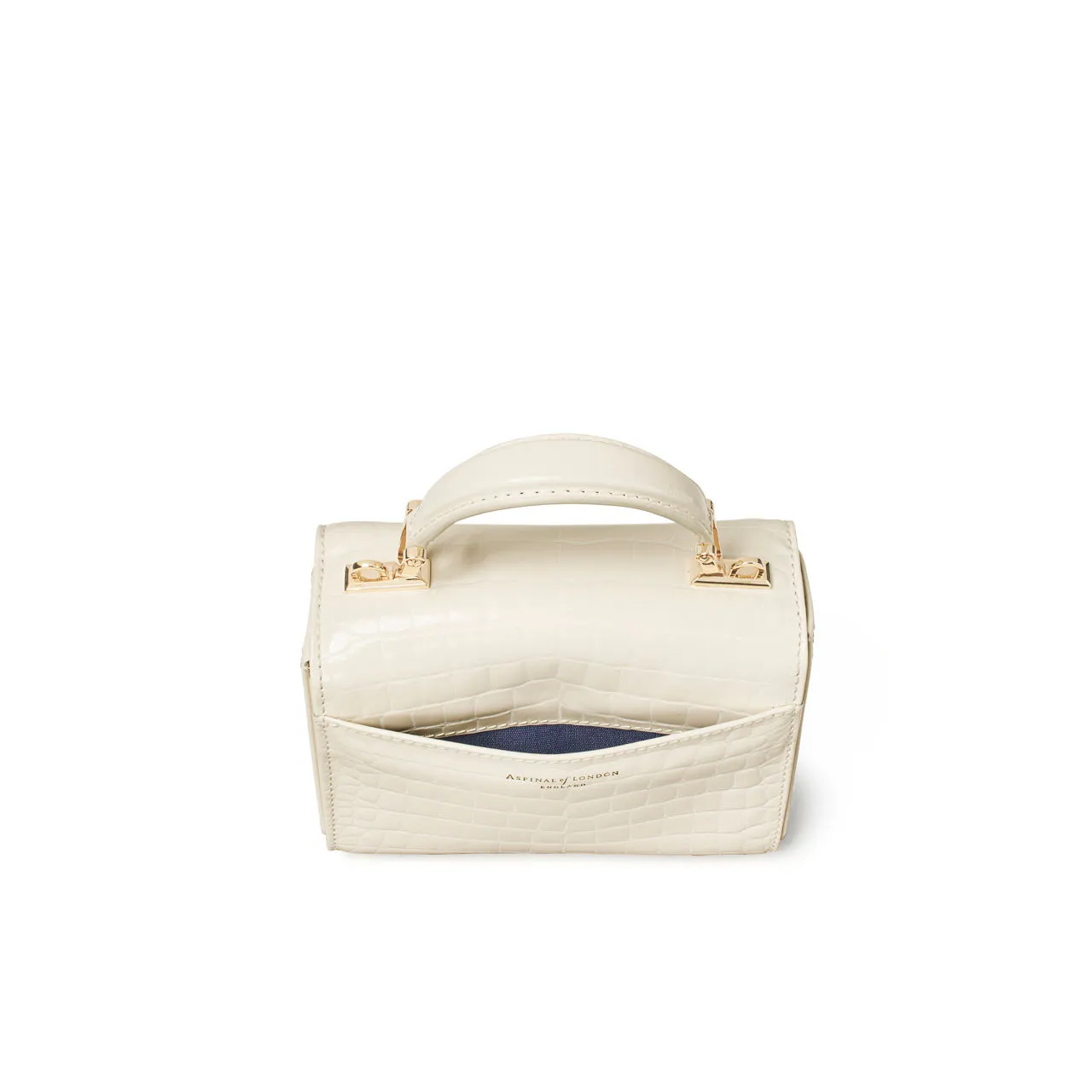 ASPINAL OF LONDON ONLINE EXCLUSIVE Mayfair® Patent-Croc Mini Crossbody Bag - Ivory