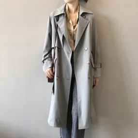 Autumn Trench Classic Casual Belt Coat Women Trench Chic Double Breasted Loose Long Trench Outwear