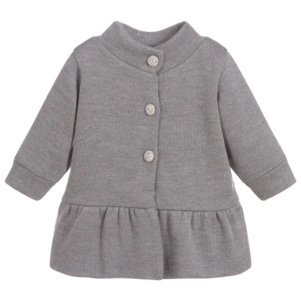 Baby Girls Grey Wool Pram Coat