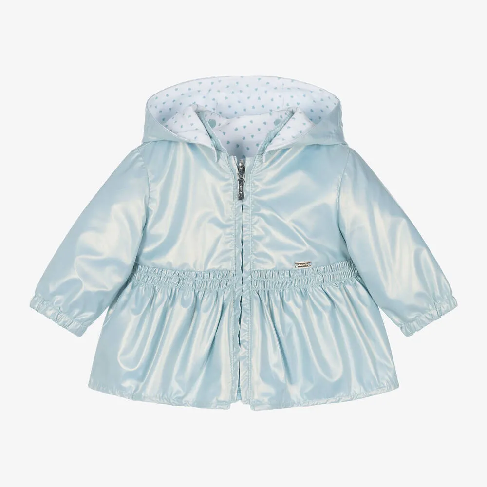 Baby Girls Metallic Blue Reversible Coat