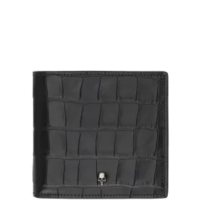 Bi Fold Croc Skull Wallet, Black