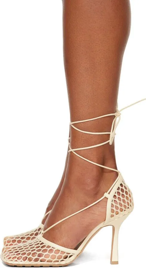 Bottega Veneta Beige Stretch Web Heels