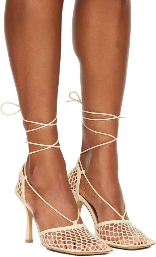 Bottega Veneta Beige Stretch Web Heels