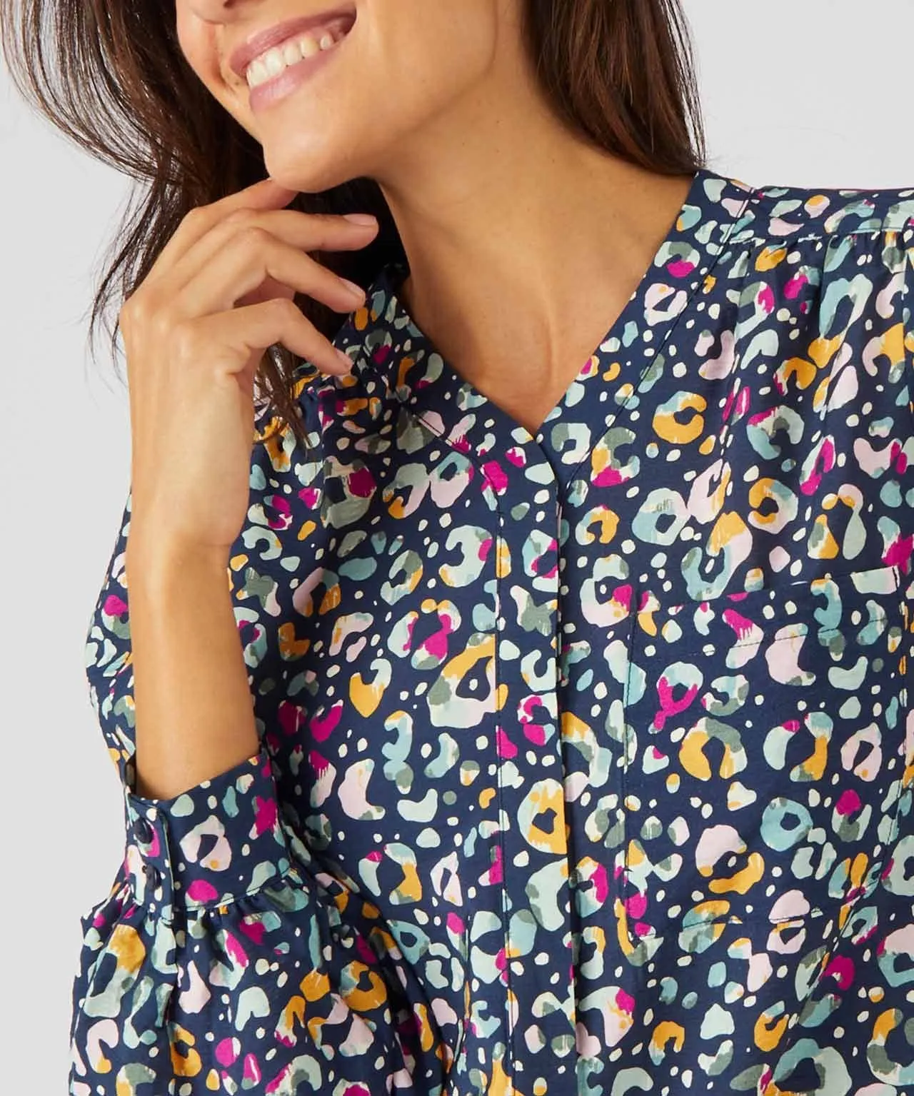 Bright Print Long Sleeve Blouse