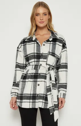 Checkered Button up Jacket with Belt (WJT210-2A)