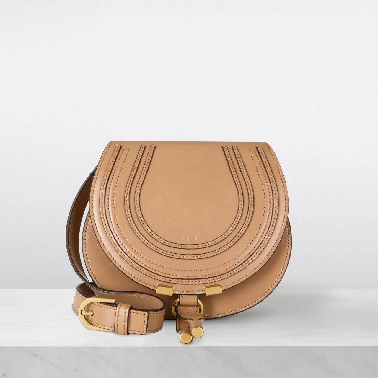 CHLOÉ The Sustainable Edit Marcie Leather Crossbody Bag - Woodrose