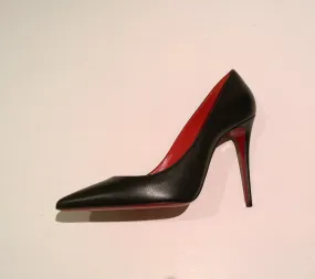 Christian Louboutin Kate 100 Black Leather Red Lining Heels