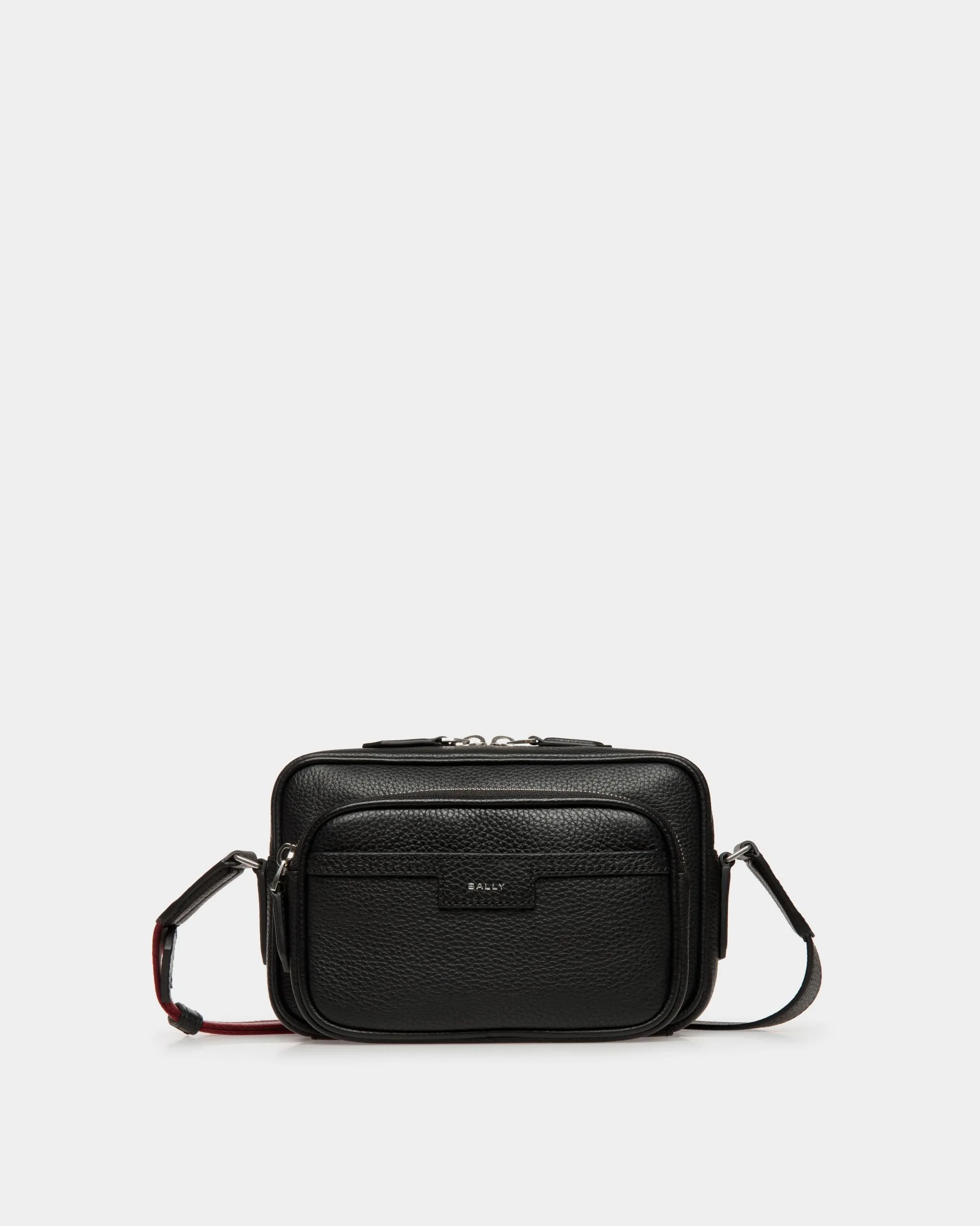 Code Crossbody Bag in Black Grained Leather 