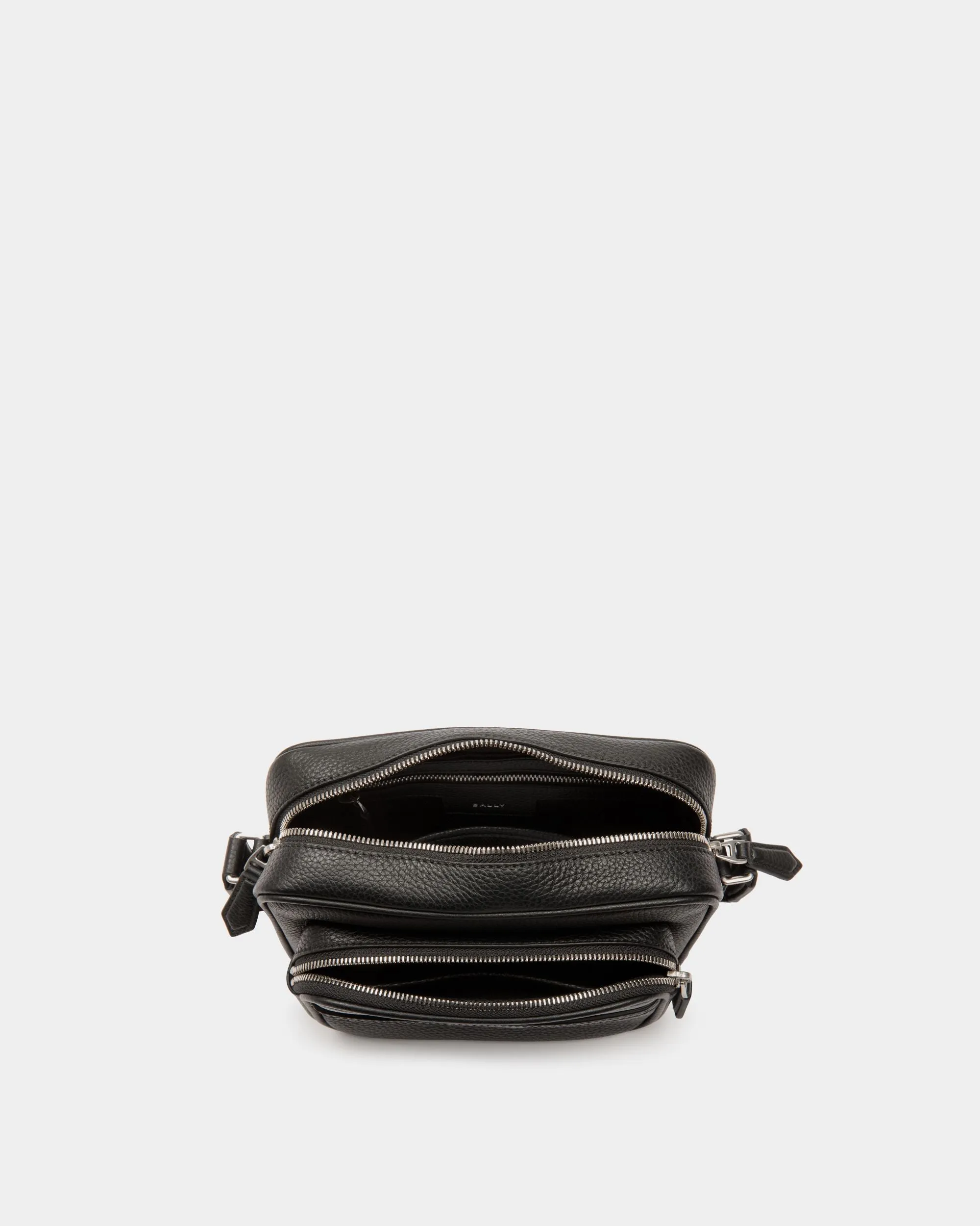 Code Crossbody Bag in Black Grained Leather 