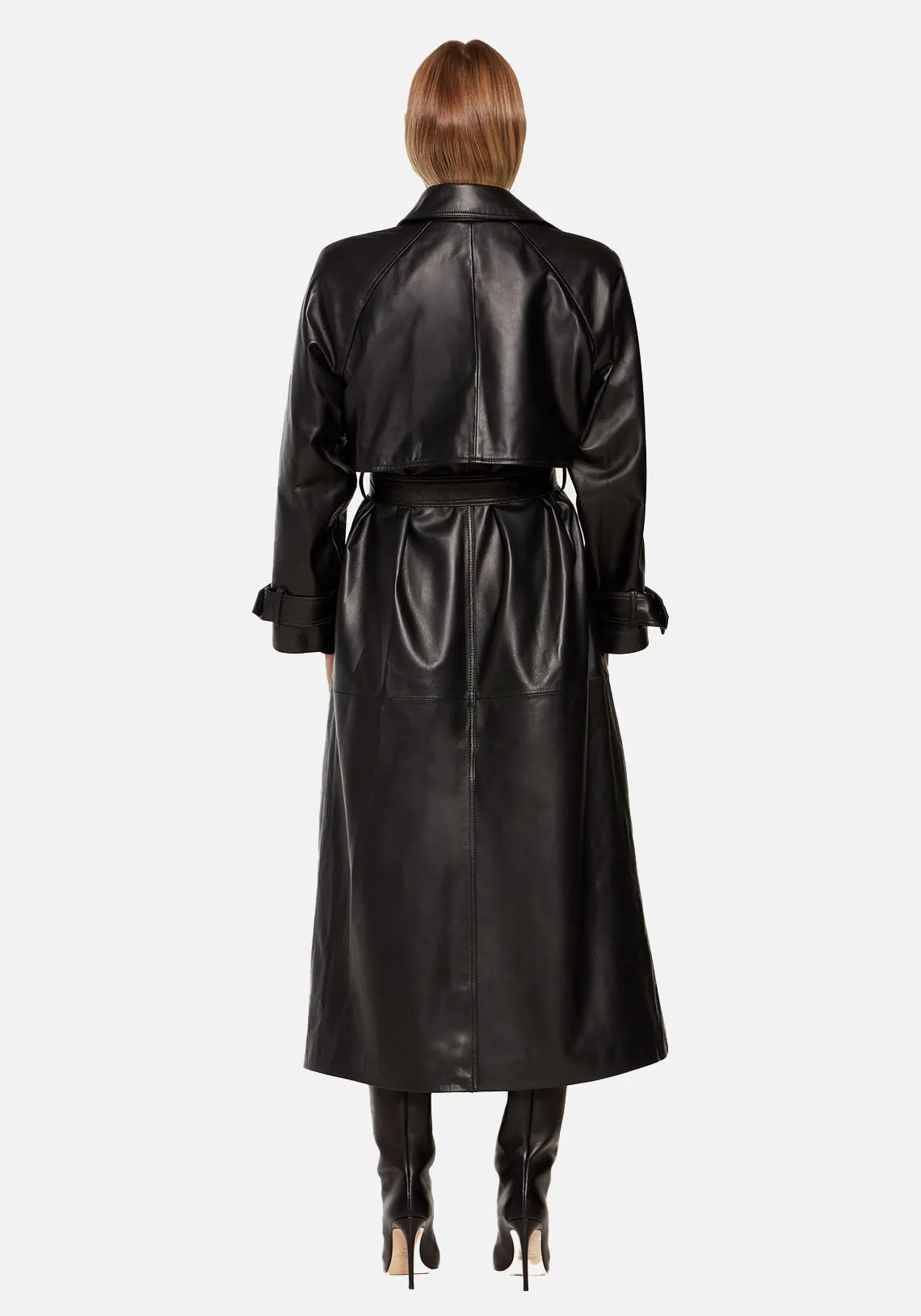 CORRIN LEATHER TRENCH BLACK