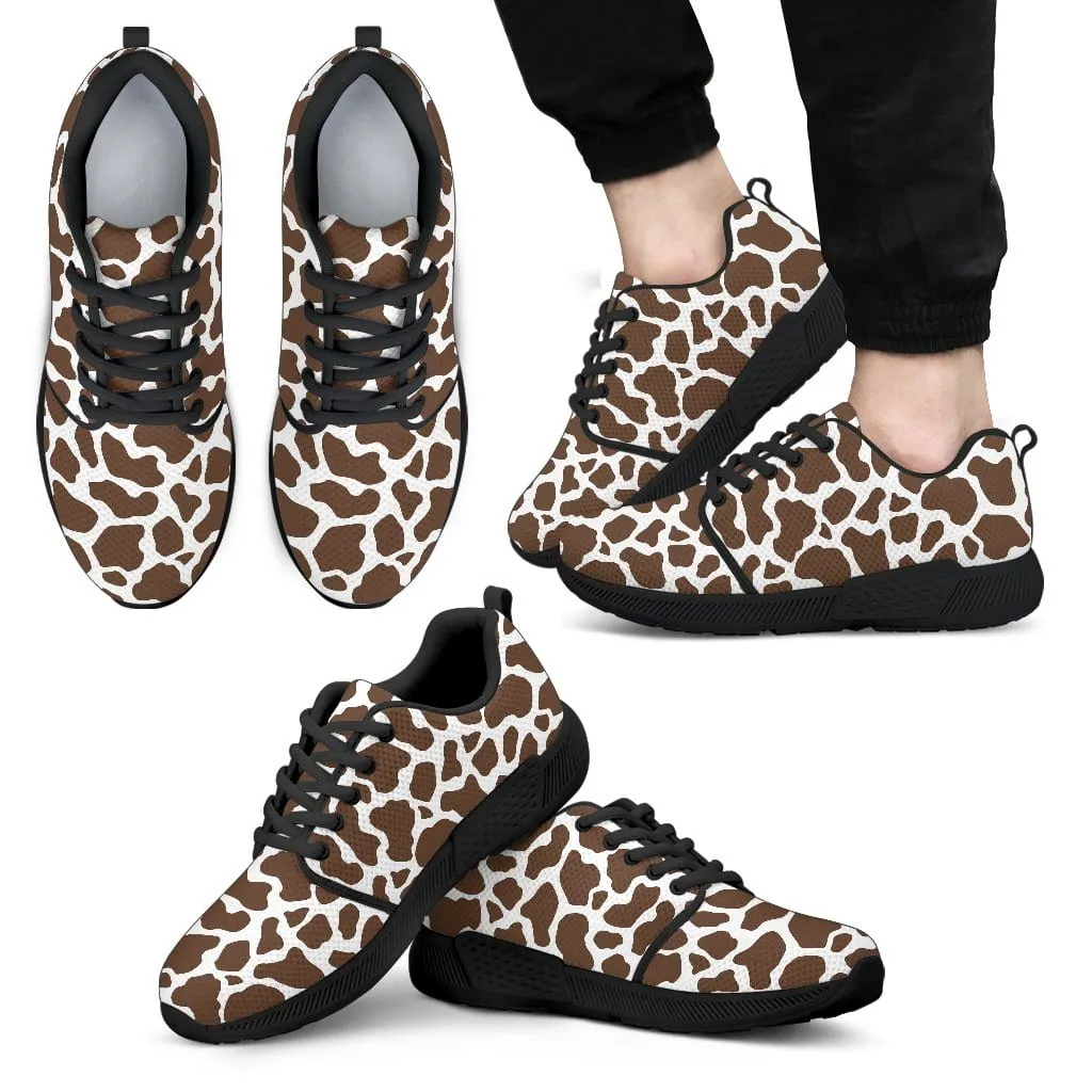 Cow Print Mens Athletic Sneaker Black