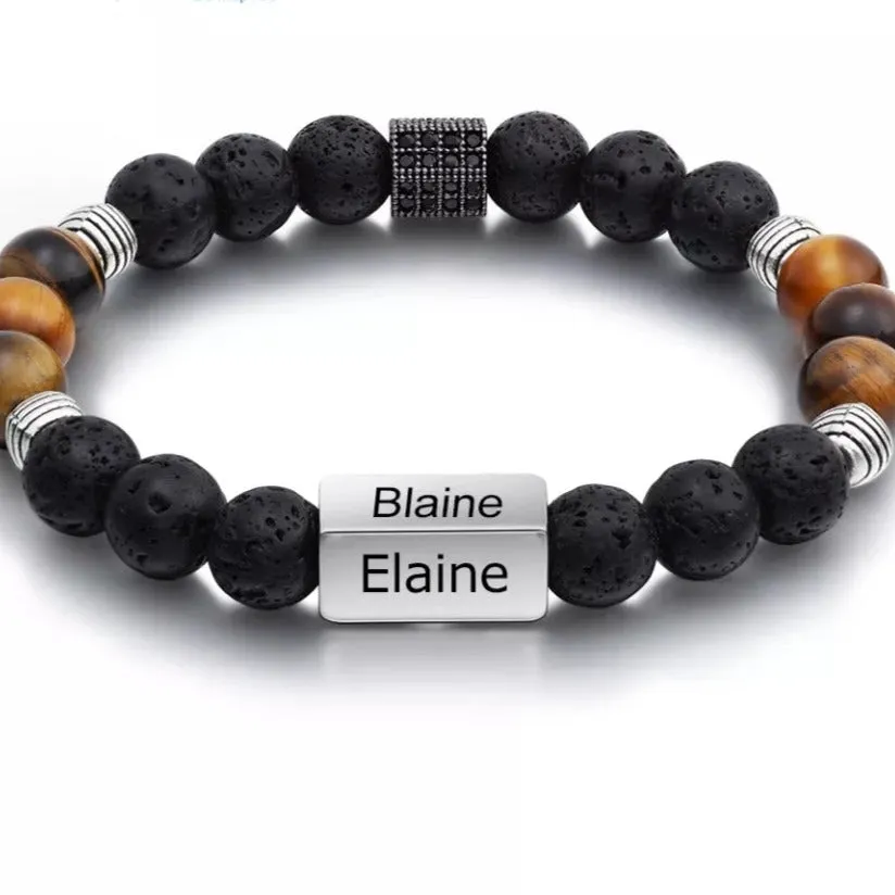 Custom Engraved 4 Names, Men Bracelet