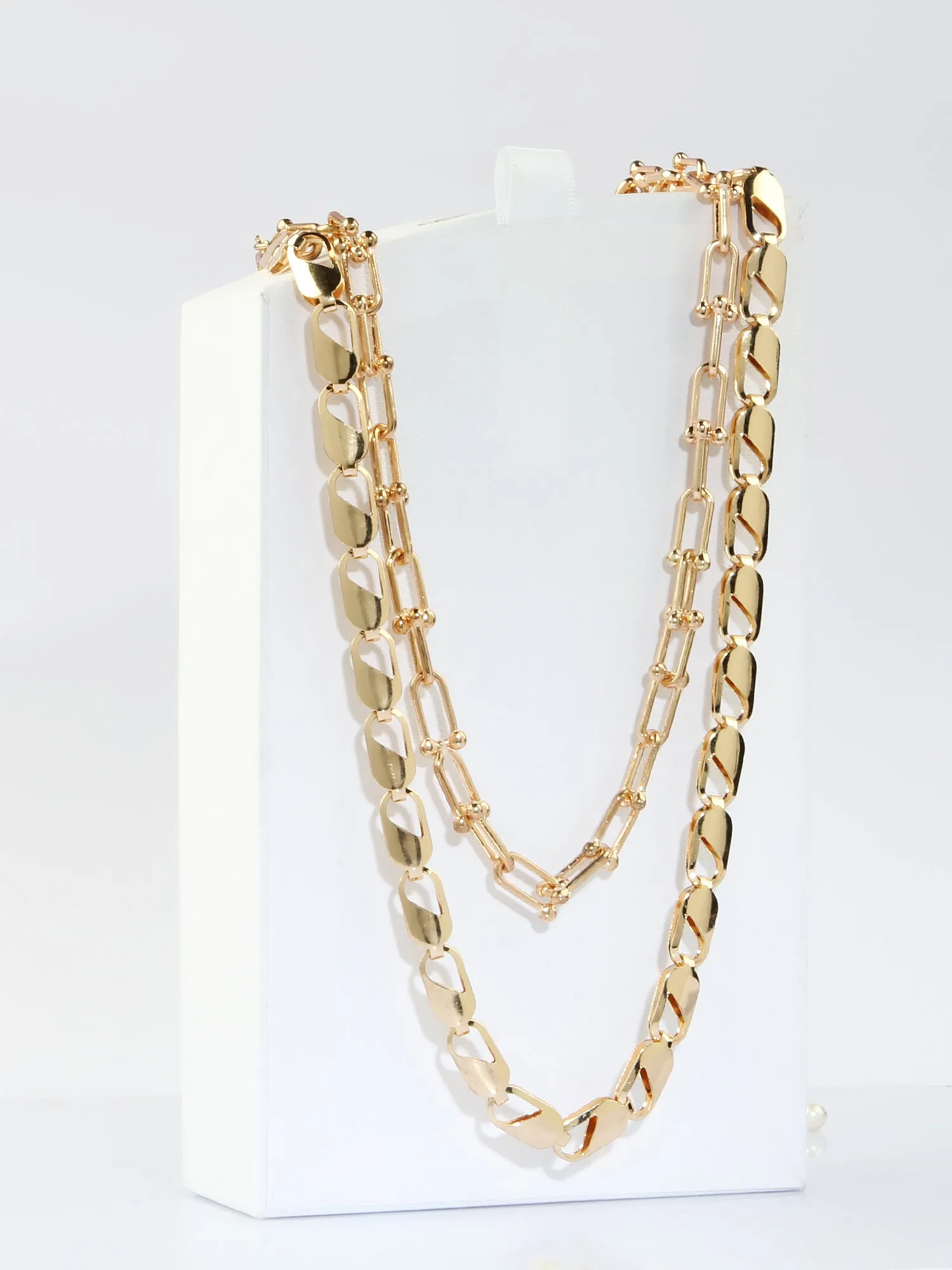 Double Layered Thick Chain Necklace