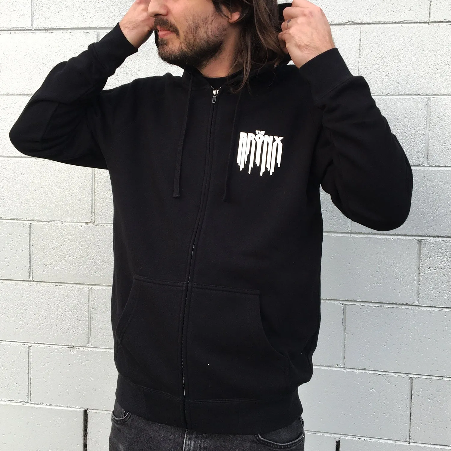 Drip Logo Zip Up Hoodie (Black)