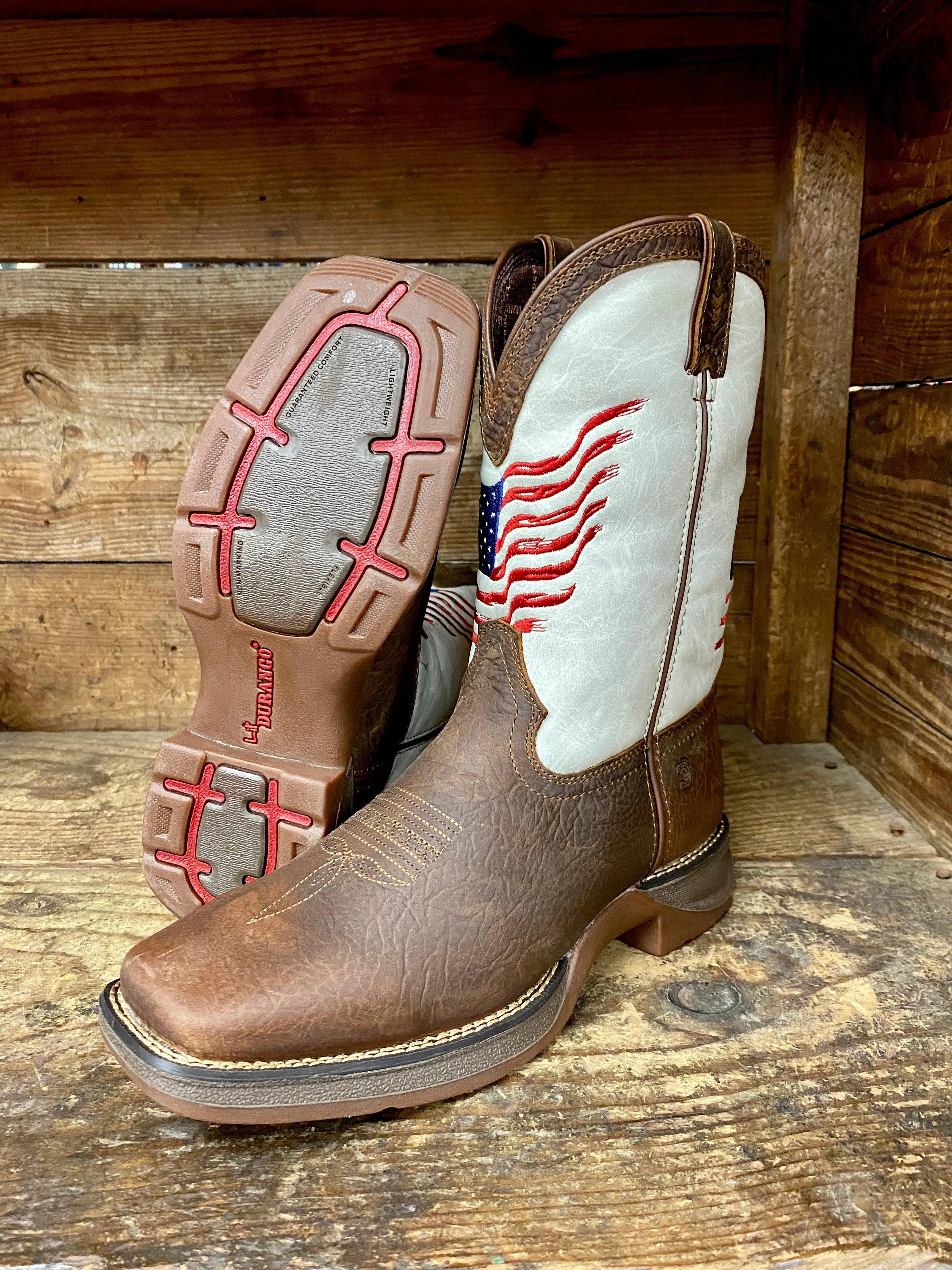 Durango Children and Youth Lil' Rebel Distressed Flag Square Toe Cowboy Boot DBT0234C DBT0234Y