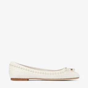 Elme Flat White Satin Pearl Flats