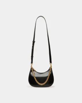 Emblem Mini Crossbody Bag in Black Brushed Leather 