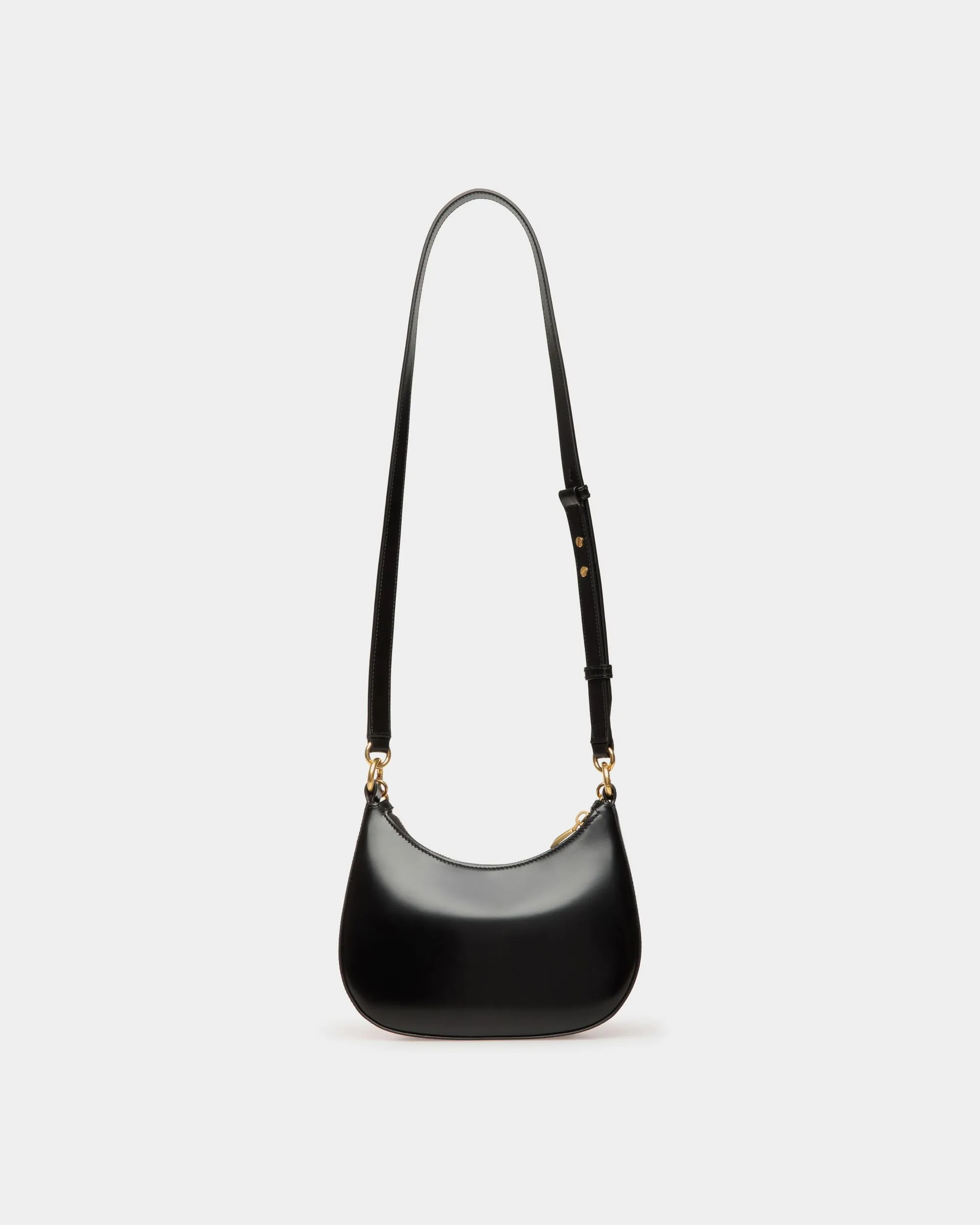 Emblem Mini Crossbody Bag in Black Brushed Leather 