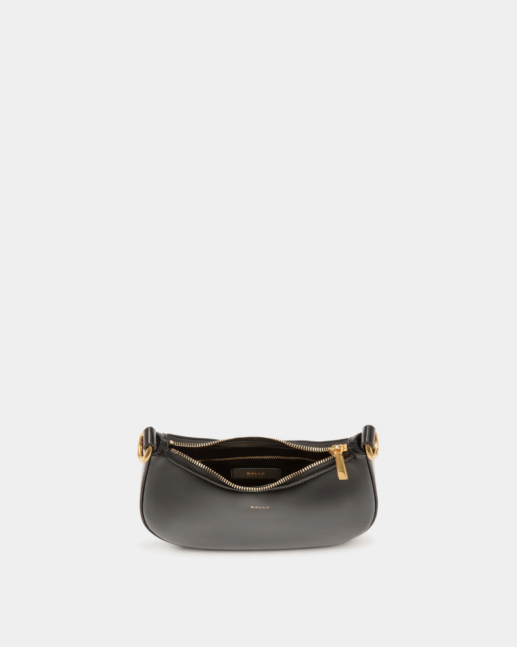 Emblem Mini Crossbody Bag in Black Brushed Leather 