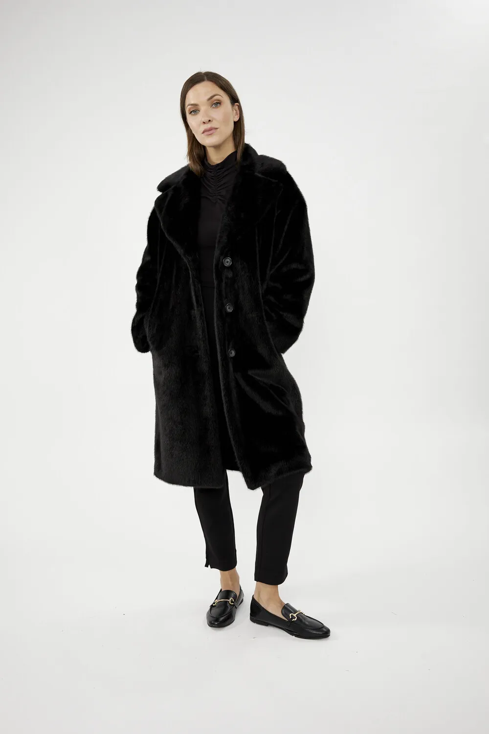 Faux Fur Straight Coat Style 243902