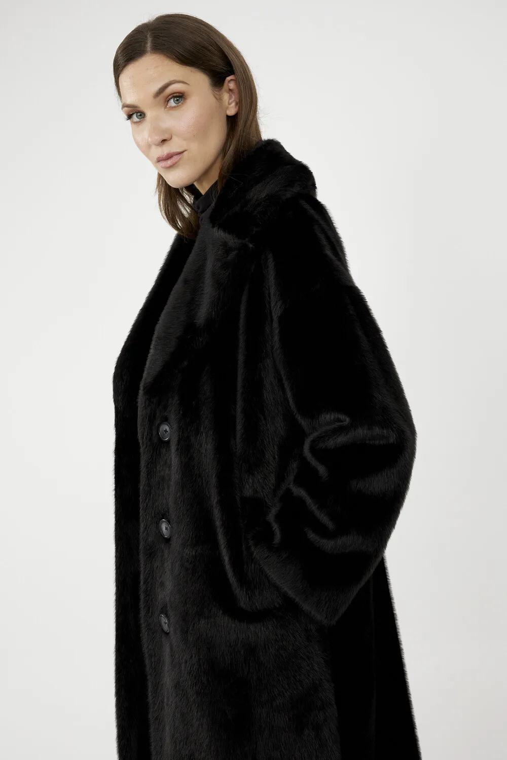 Faux Fur Straight Coat Style 243902