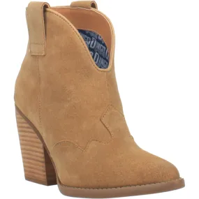 Flannie Natural Suede Leather V Cut Front Booties (DS)