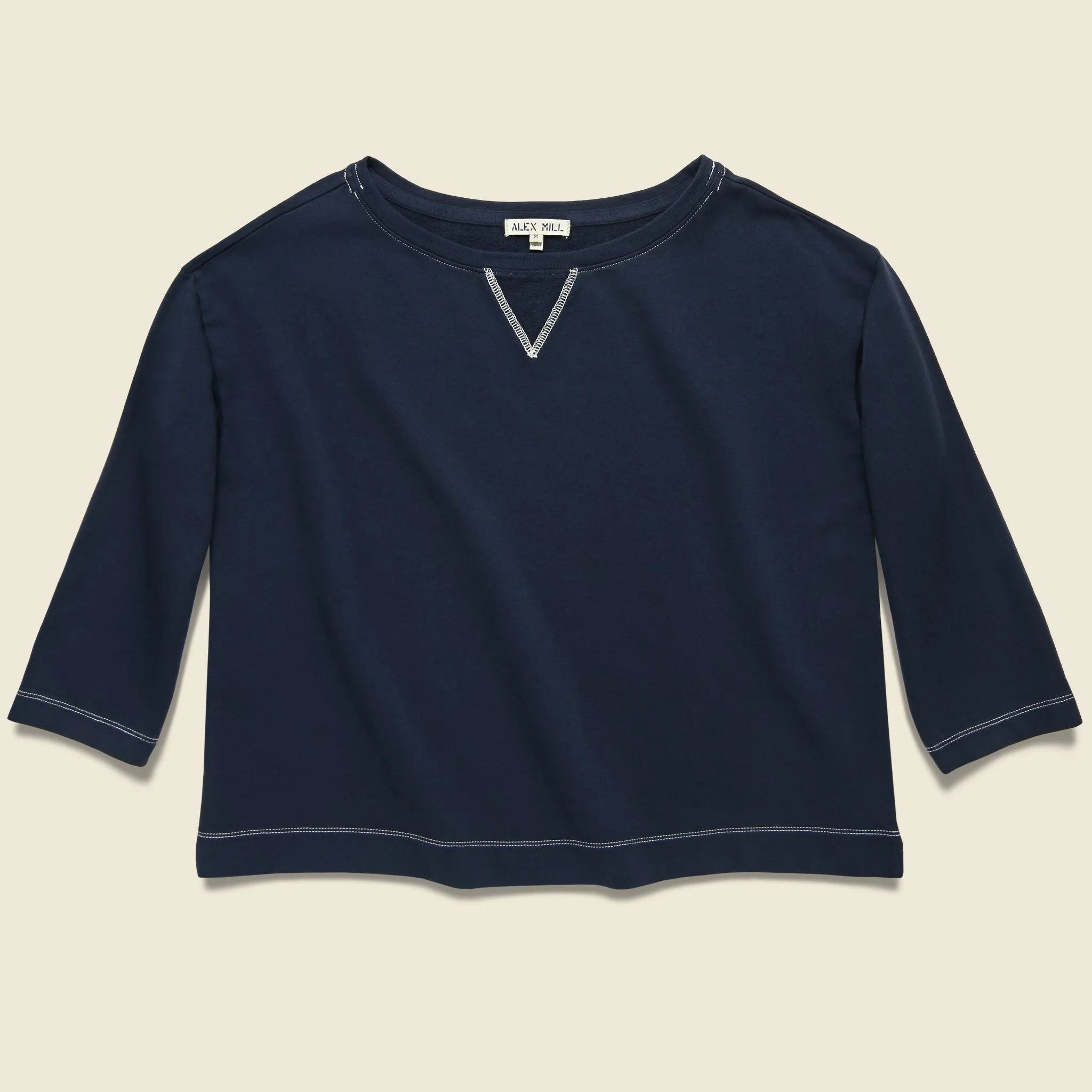 Fleece Boatneck Sweatshirt - Navy