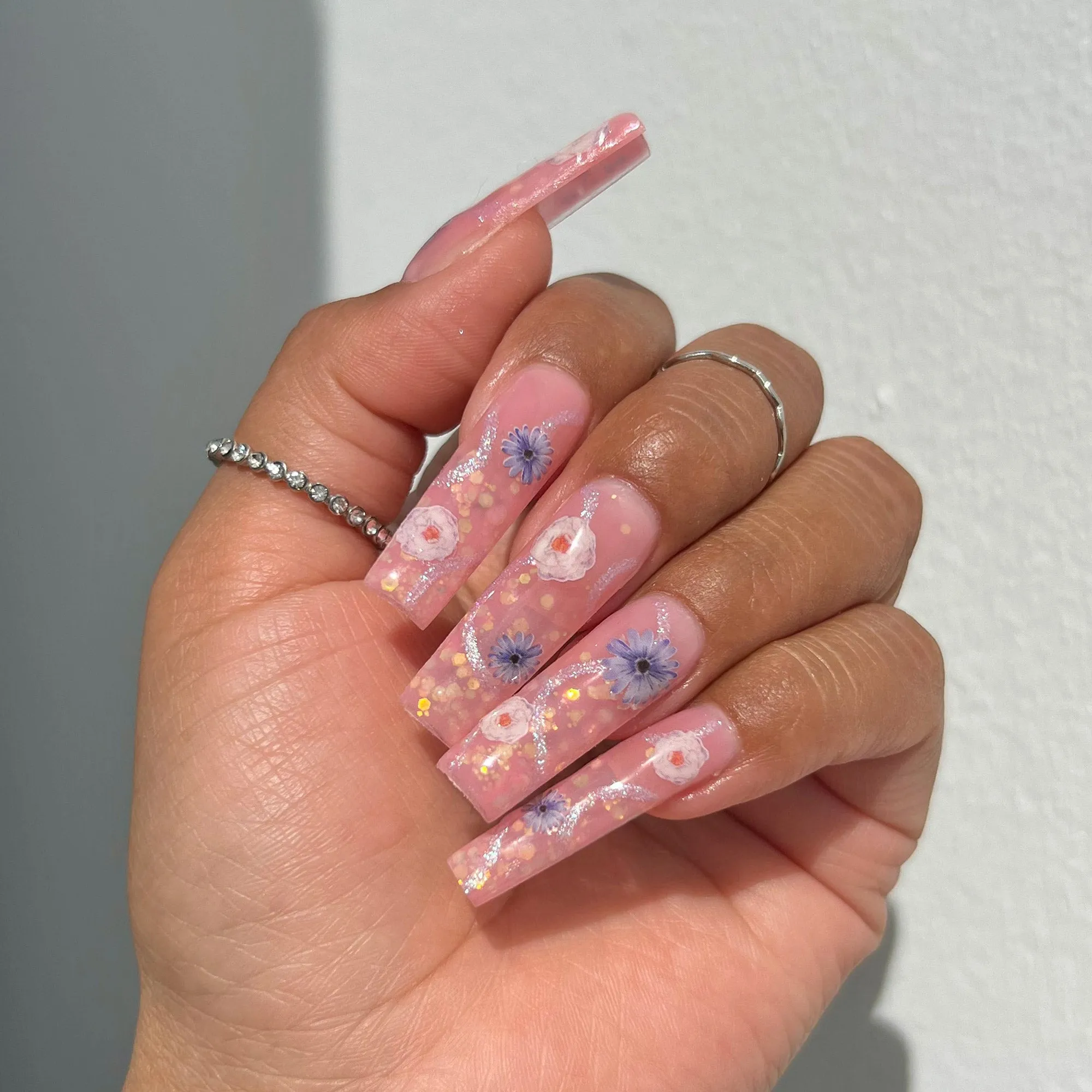 Floral Nail Art Sticker / Blue Blooms