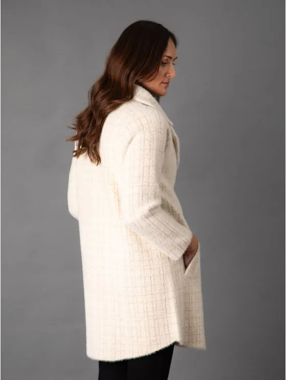 Francis Button Check Coat in Cream