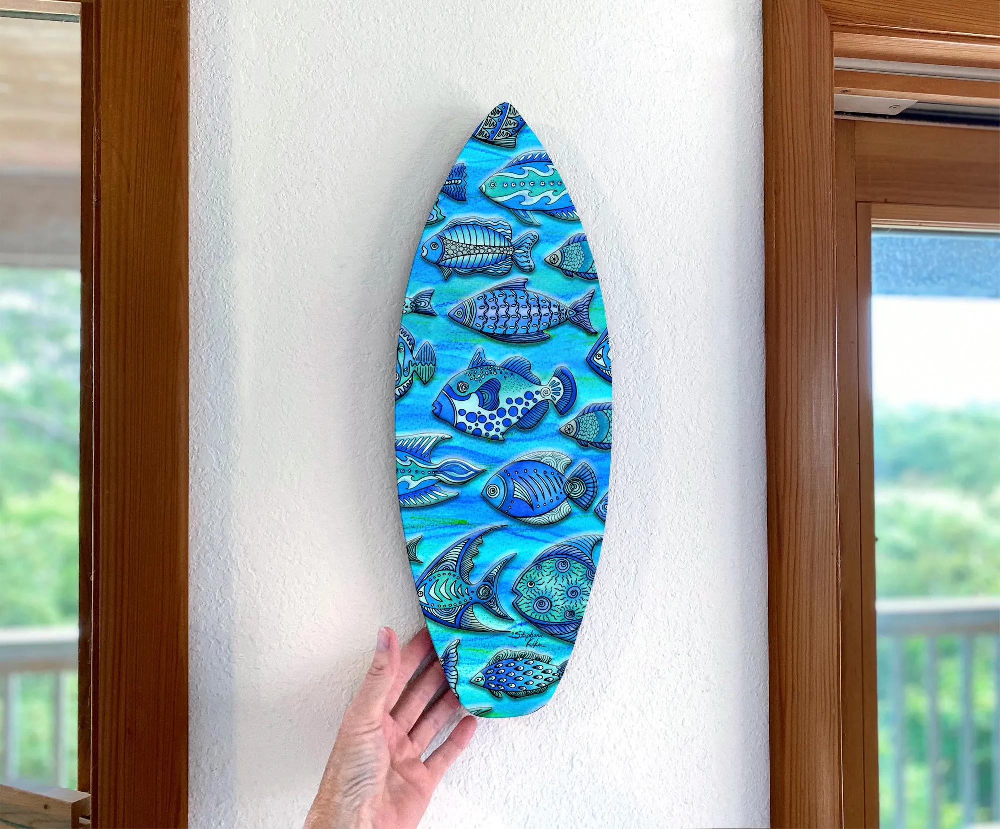 Funky Fish Surfboard Wall Art