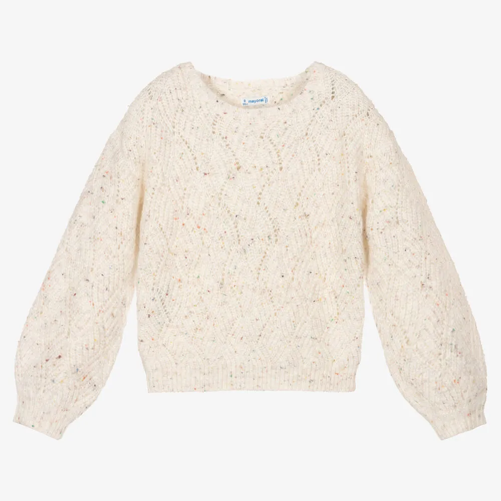 Girls Ivory Knitted Sweater