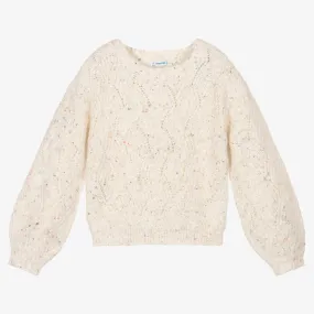 Girls Ivory Knitted Sweater