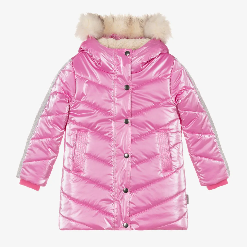 Girls Pink Rock Star Puffer Coat