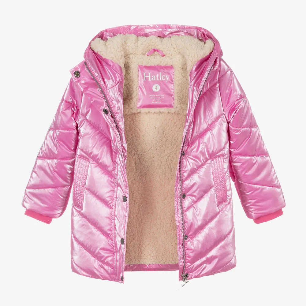 Girls Pink Rock Star Puffer Coat