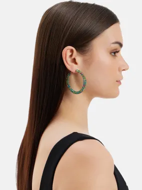 Gleaming Green Sparkle Hoops