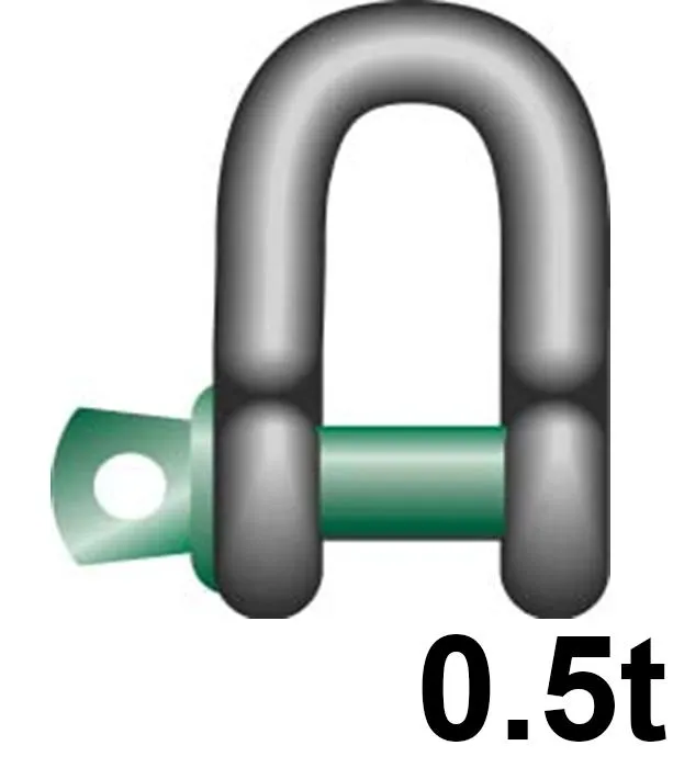 Green Pin Standard Dee Shackle with Screw Collar Pin - 0.5t W.L.L - EN 13889 - [GT-GPSCD.5]