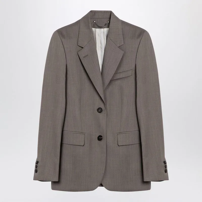 GREIGE SINGLE-BREASTED JACKET IN WOOL